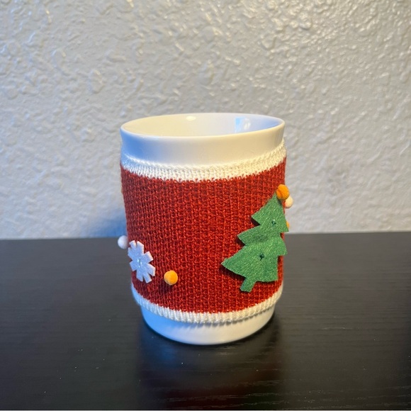 NEW Threshold White Stoneware Mug with Ugly Christmas Knit Sweater Cozy Sleeve - Picture 2 of 6